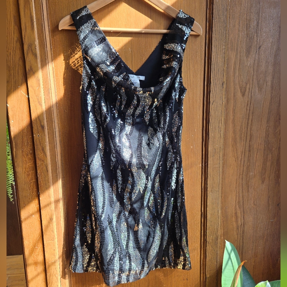 Black and Silver Sequin Dress